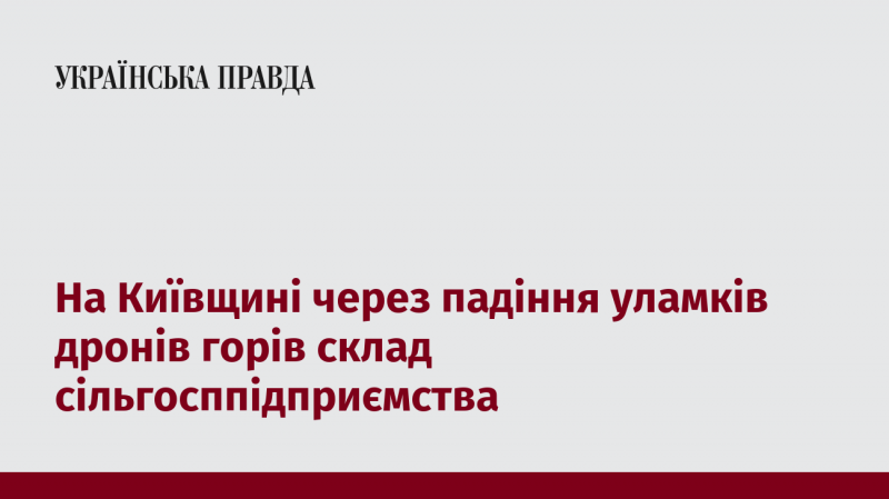 У Київській області внаслідок падіння частин дронів спалахнув вогонь на складі агропідприємства.