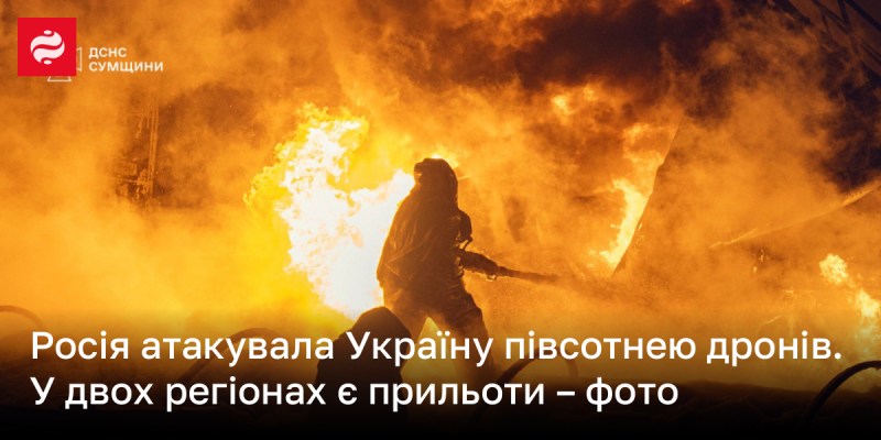 Російські сили здійснили напад на Україну, використавши близько п'ятдесяти безпілотників. У двох областях зафіксовані прильоти - фото на підтвердження.